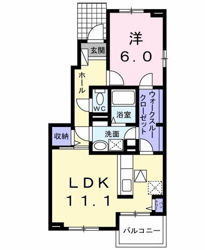 ソレイユI(1LDK/1階)の間取り写真