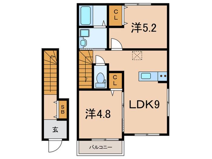 ブルージュ明石(2LDK/2階)の間取り写真