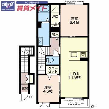 SOLEIL神久(2LDK/2階)の間取り写真