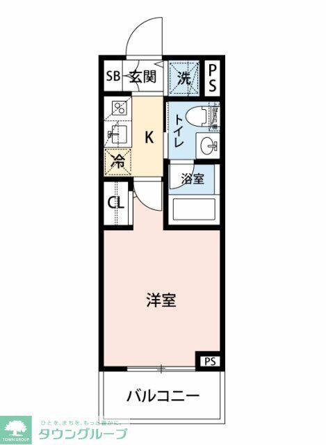 ライジングプレイス登戸(1K/2階)の間取り写真