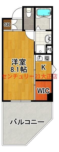 ユニッソン朝潮橋(1K/2階)の間取り写真