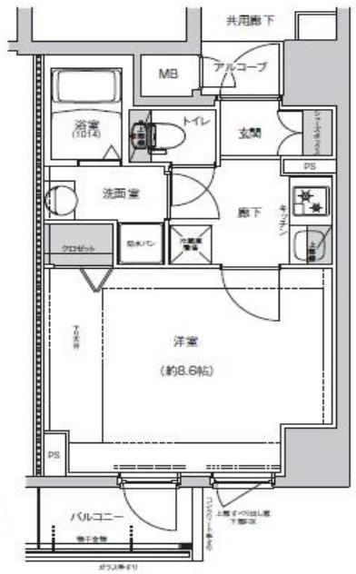 DC GARDEN 京都西(1K/8階)の間取り写真