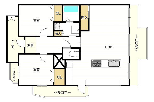 シティハイツこの花(2LDK/12階)の間取り写真