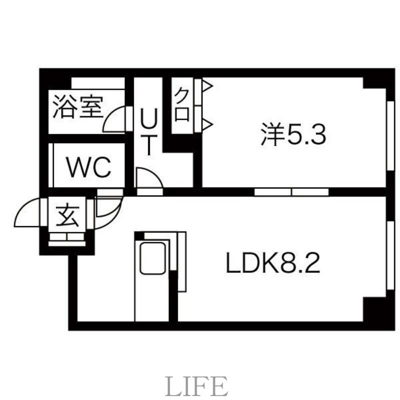 ラ・アムール白石(1LDK/3階)の間取り写真