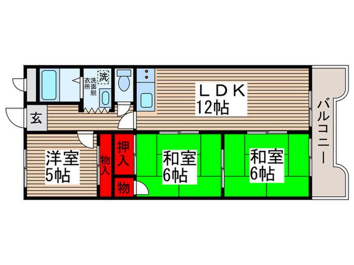 イーストヒルズ柏(3LDK/1階)の間取り写真