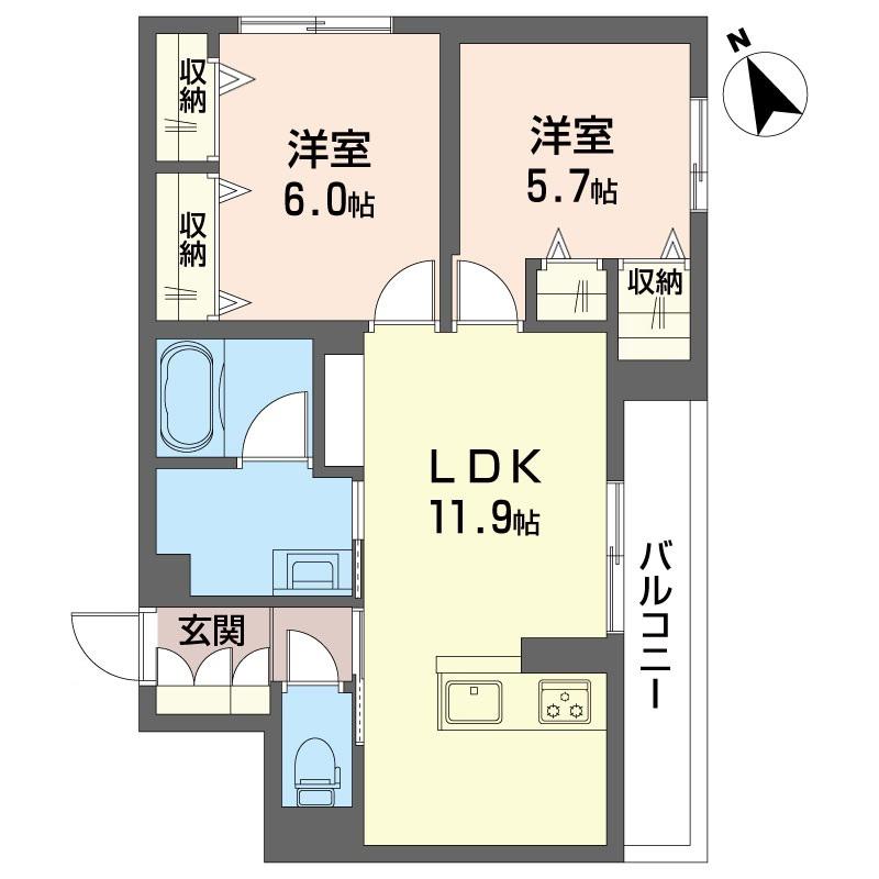 リラフォート本八幡(2LDK/2階)の間取り写真