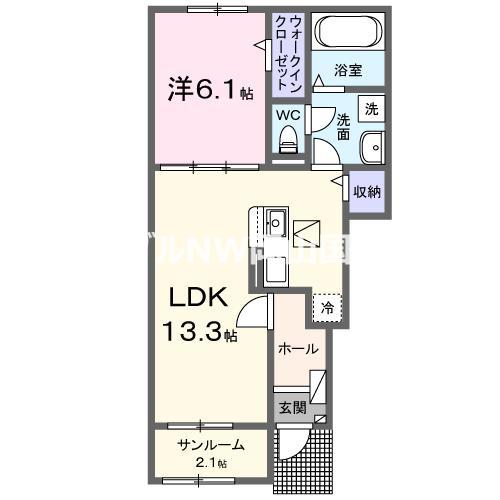 ベニアージュ E(1LDK/1階)の間取り写真