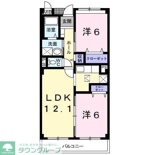 レヴェンテ柏(2LDK/1階)の間取り写真