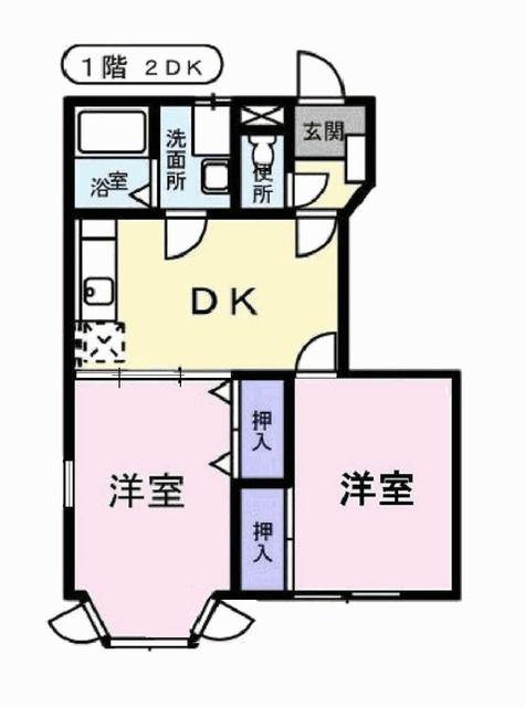 ムックINアサカ(2DK/1階)の間取り写真