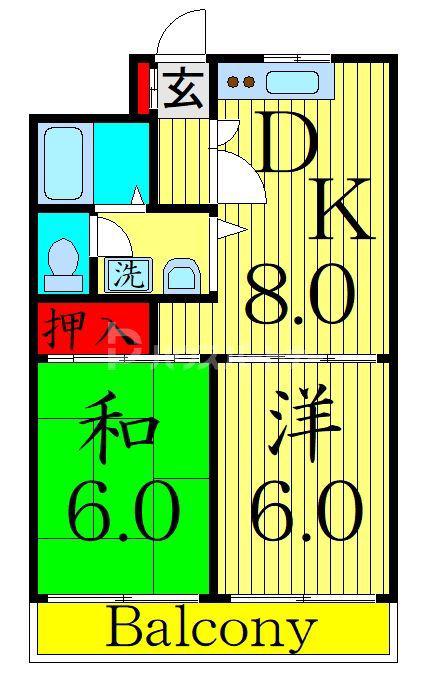 エスポワール篠崎3(2DK/5階)の間取り写真