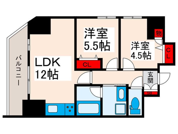 GRANPASEO西日暮里(2LDK/5階)の間取り写真