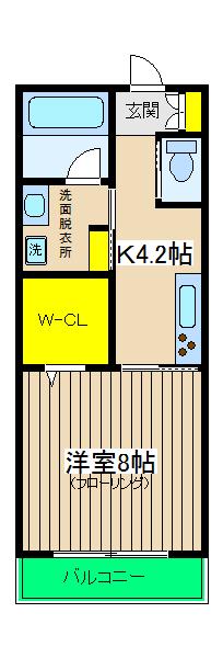 ポートヒルB(1SK/1階)の間取り写真