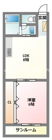 岡林ビル(1LDK/4階)の間取り写真