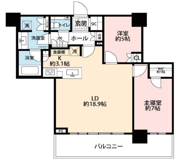 パークシティ中野ザタワー ブリーズ(2LDK/18階)の間取り写真