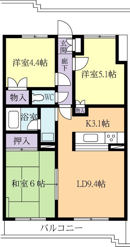 KINGHOMES110(3LDK/3階)の間取り写真