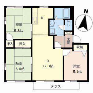 サニーパークG(3LDK/1階)の間取り写真