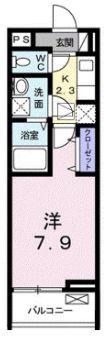 ローズメヌエット(1K/2階)の間取り写真