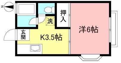 グリーンハイツI(1K/1階)の間取り写真