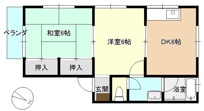 ジョイフル西中(2DK/2階)の間取り写真
