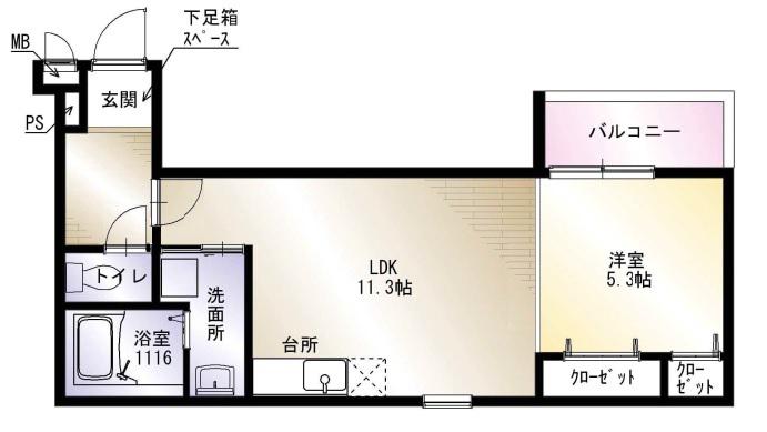 ポルボロン(1LDK/1階)の間取り写真