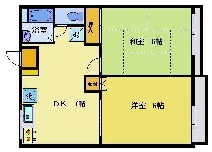 ファミーユ八王子(2DK/2階)の間取り写真