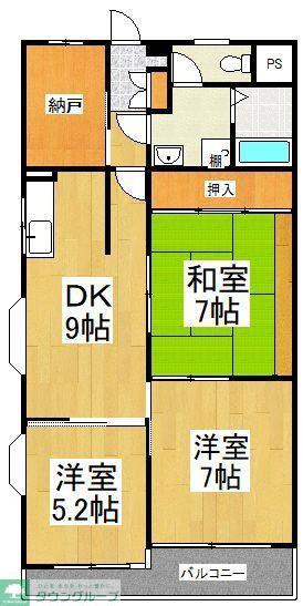 サンロードハイム1号館(3SDK/3階)の間取り写真