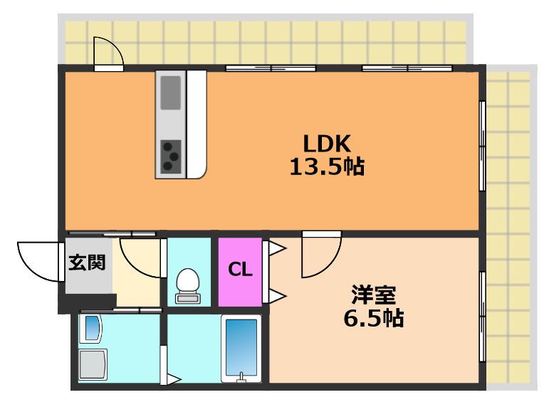 エクレール大畑(1LDK/4階)の間取り写真