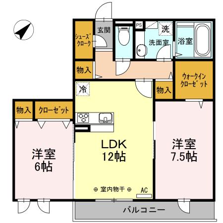 サニーハウス(2LDK/3階)の間取り写真