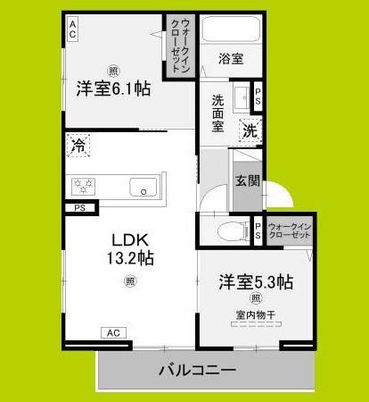 オースター・カレンデュラ(2LDK/2階)の間取り写真