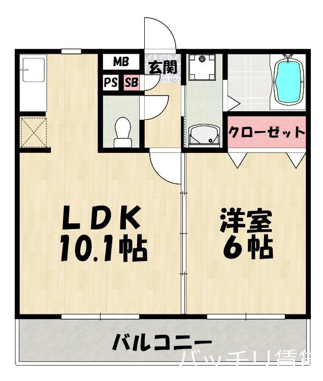 サンシャインビュー(1LDK/2階)の間取り写真