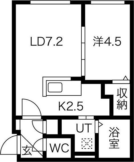 ル・コリドール平岸(1LDK/4階)の間取り写真
