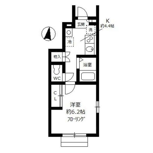 ラフュージュ北千束(1K/1階)の間取り写真