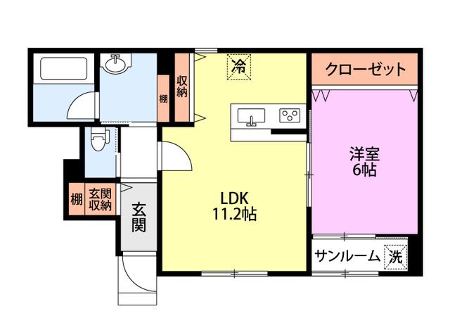 グレイス東太田I(1LDK/1階)の間取り写真