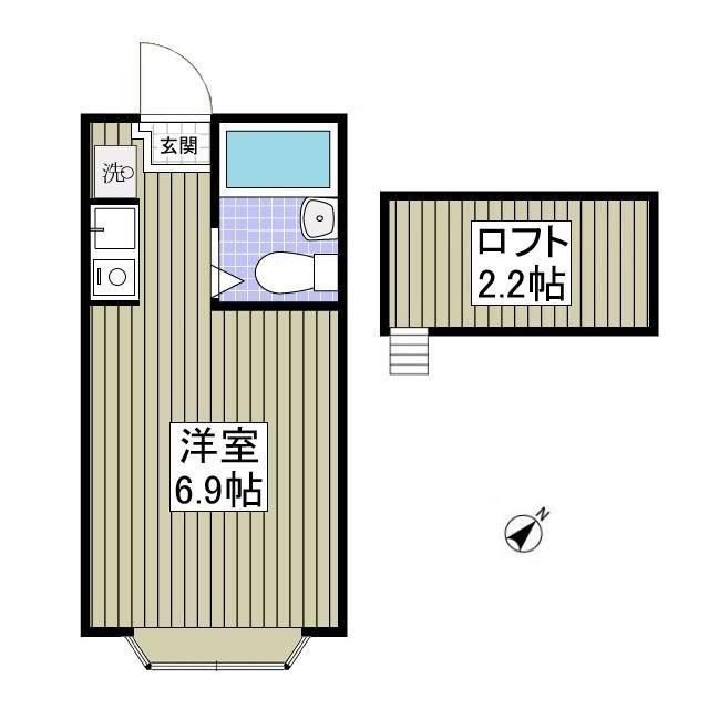 メゾンK&S(ワンルーム/1階)の間取り写真