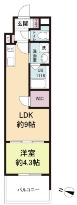 アーバイン比治山(1LDK/2階)の間取り写真