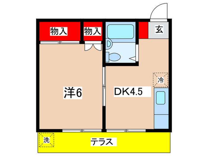 ヒルサイドハイツ(1DK/1階)の間取り写真