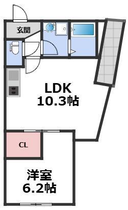 フォルモント寺田町(1LDK/3階)の間取り写真