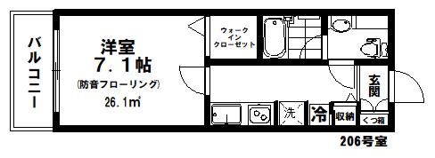 ランドステージM(1K/2階)の間取り写真