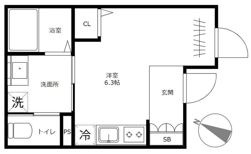 LEVANTE(ワンルーム/1階)の間取り写真