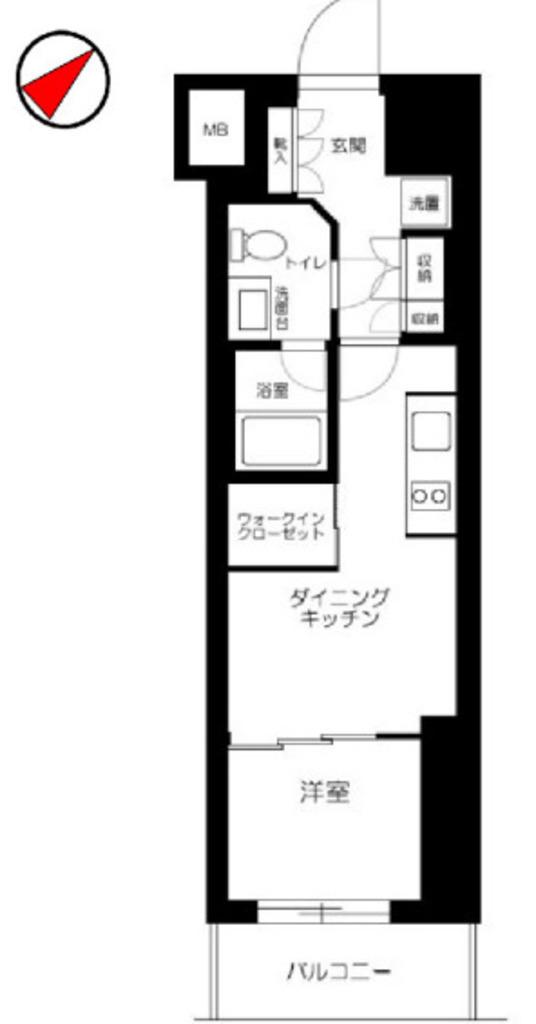 ザ・パークワンズ渋谷本町(1DK/6階)の間取り写真