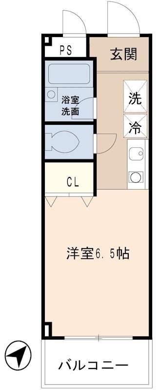 アルファカスル(ワンルーム/2階)の間取り写真