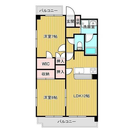 ヴィーヴル橋本(2LDK/2階)の間取り写真