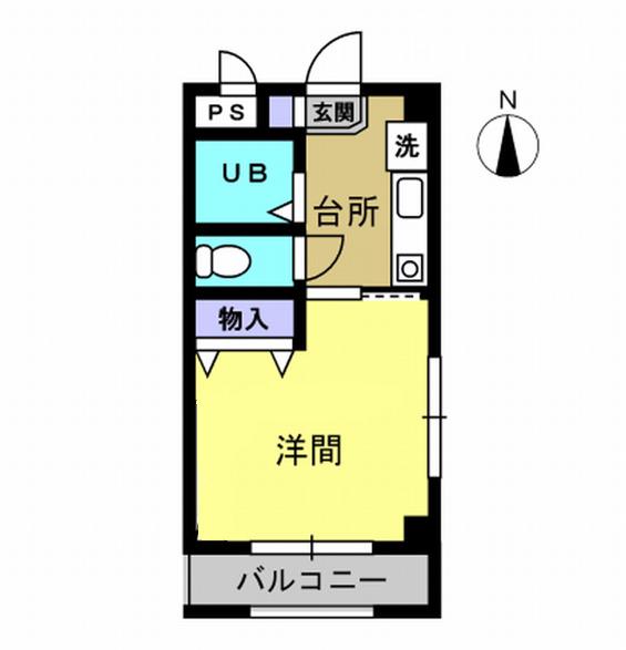 インティラミあきる野(1DK/1階)の間取り写真
