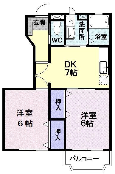 アーバンフォレストV(2DK/1階)の間取り写真