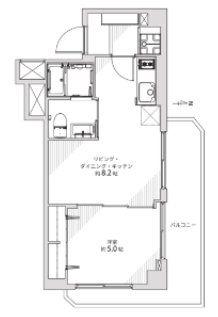 大山ダイヤモンドマンション(1LDK/8階)の間取り写真