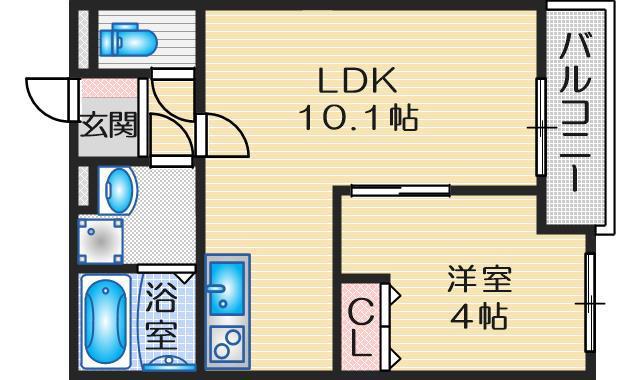 ジラフ吹田藤が丘(1LDK/1階)の間取り写真