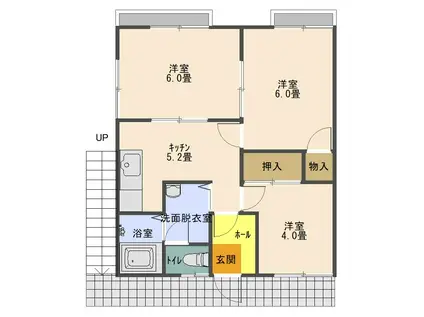 第二松住(3K/1階)の間取り写真