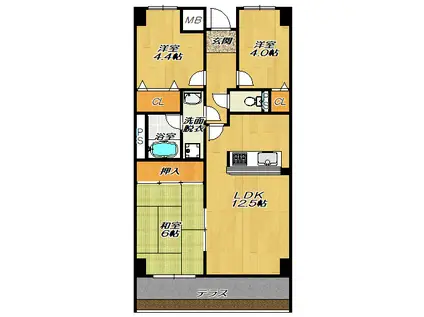 エコーハイツ(3LDK/1階)の間取り写真