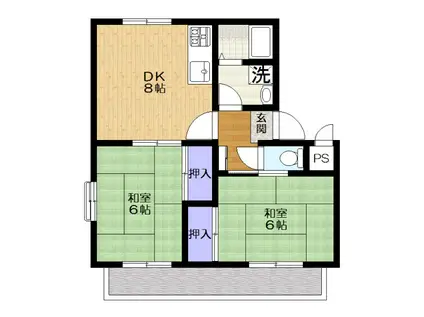 ソレイユ(2DK/2階)の間取り写真