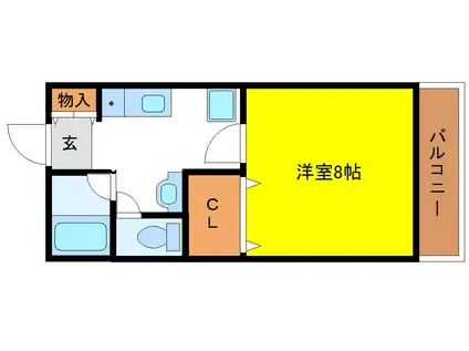 クレストK-Ⅱ(1K/2階)の間取り写真